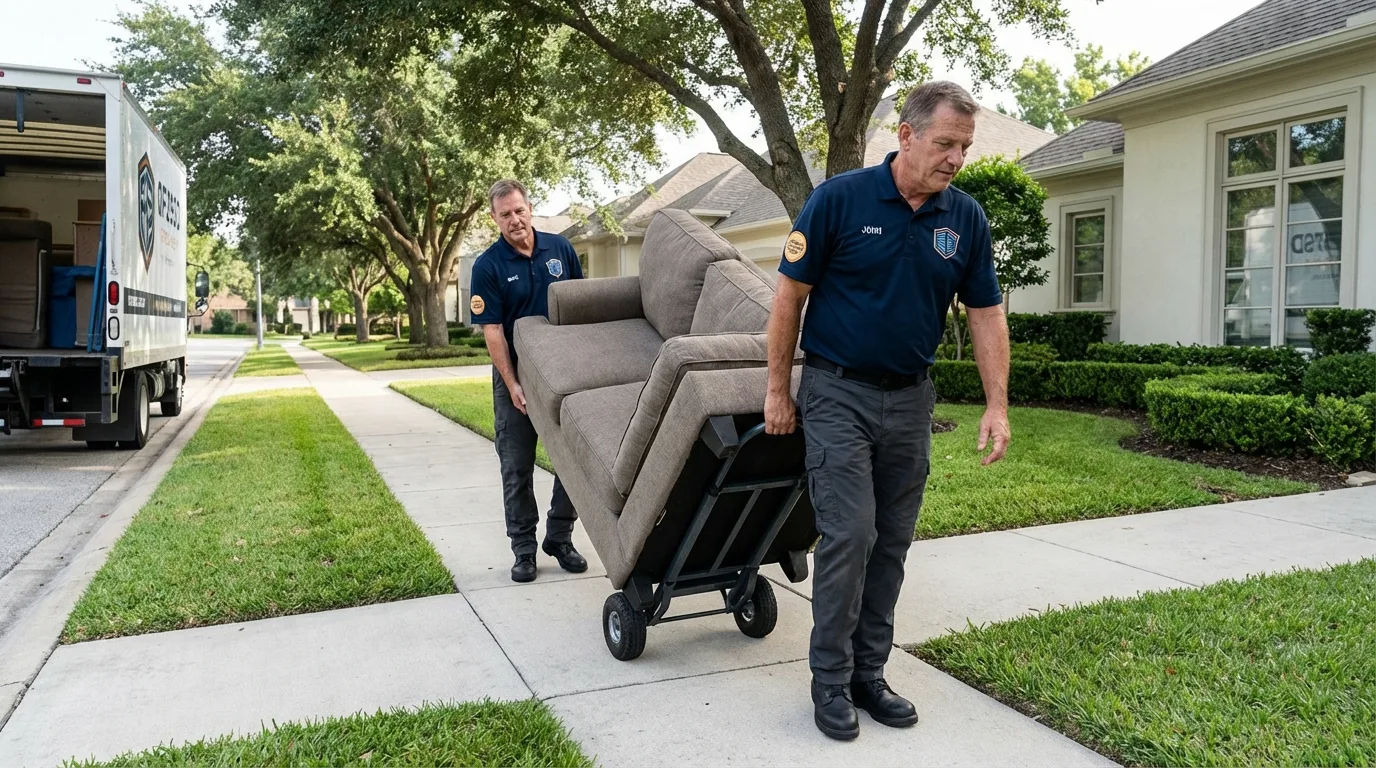 Local residential moving crew loading furniture in Saint Helens, OR